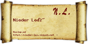 Nieder Leó névjegykártya